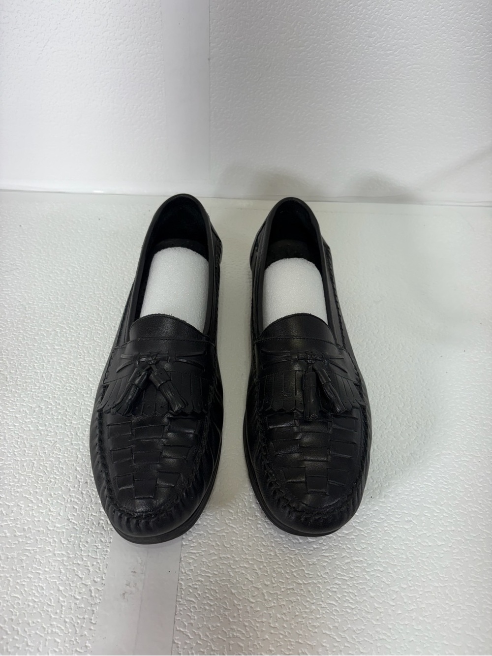 Black Woven Tassel Slip-On Loafers - Men s297